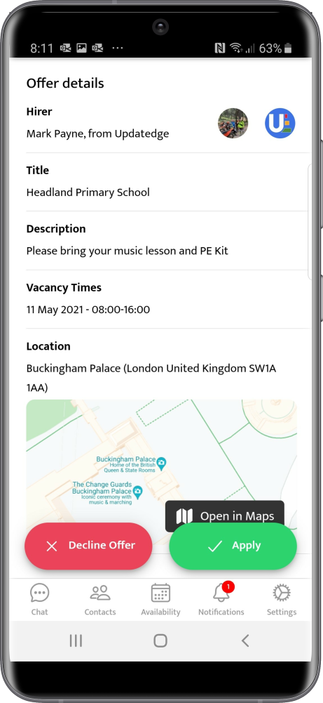 Offer details page to apply for Updatedge Mobile app new offer