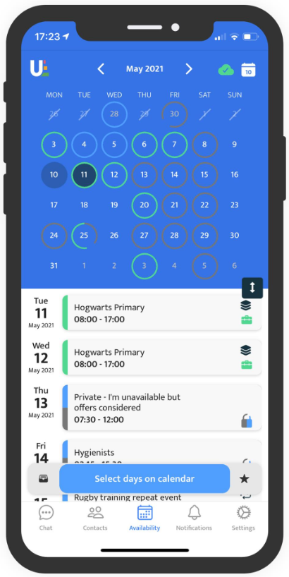 Schedule and timeline Updatedge Mobile app your schedule you control with your agencies and business hirers